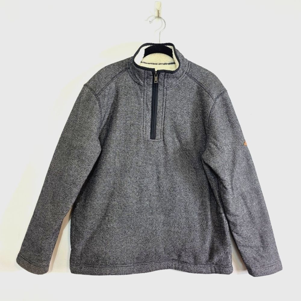 Orvis Brighton 1/4-Zip Pullover Sweater Mens Sherpa Lined Jacquard Black Size M